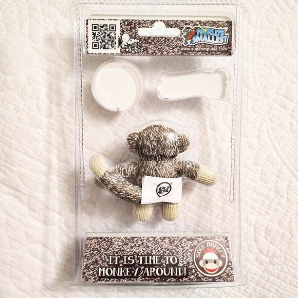 World's Smallest SOCK MONKEY Toy Miniature Doll Retro Mini Plush Figure - Picture 4 of 5